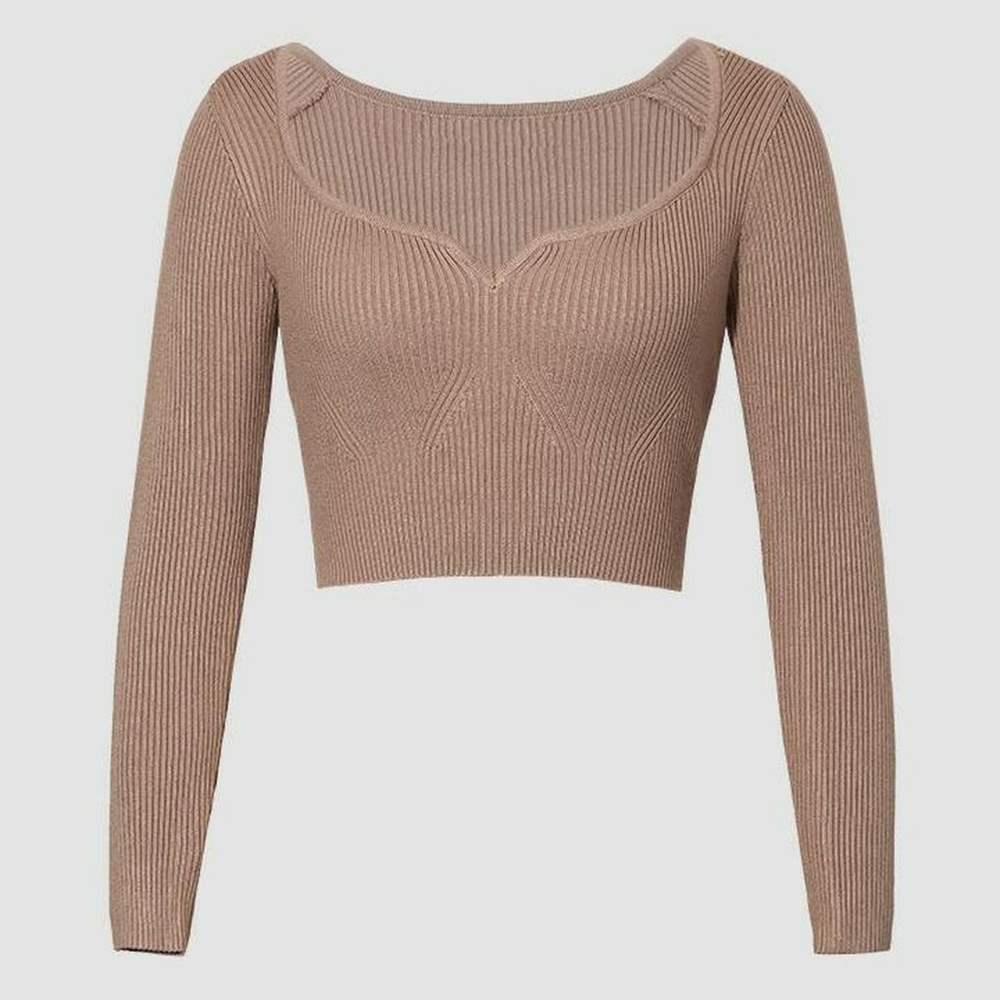 NWT Sweetheart neck crop ribbed sweater